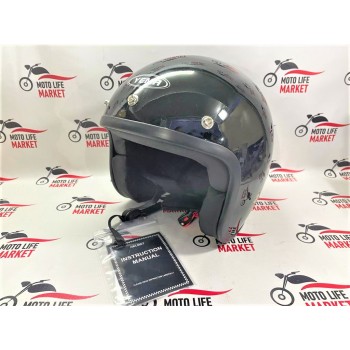 Шлем открытый YEMA  черный 3/4 YM-629. Размеры  XL - 61-62